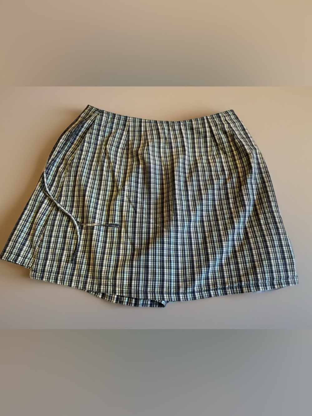 Style & Co Y2K Plaid Wrap Skort Front Zip Side Tie Mini Skirt Preppy Schoolgirl